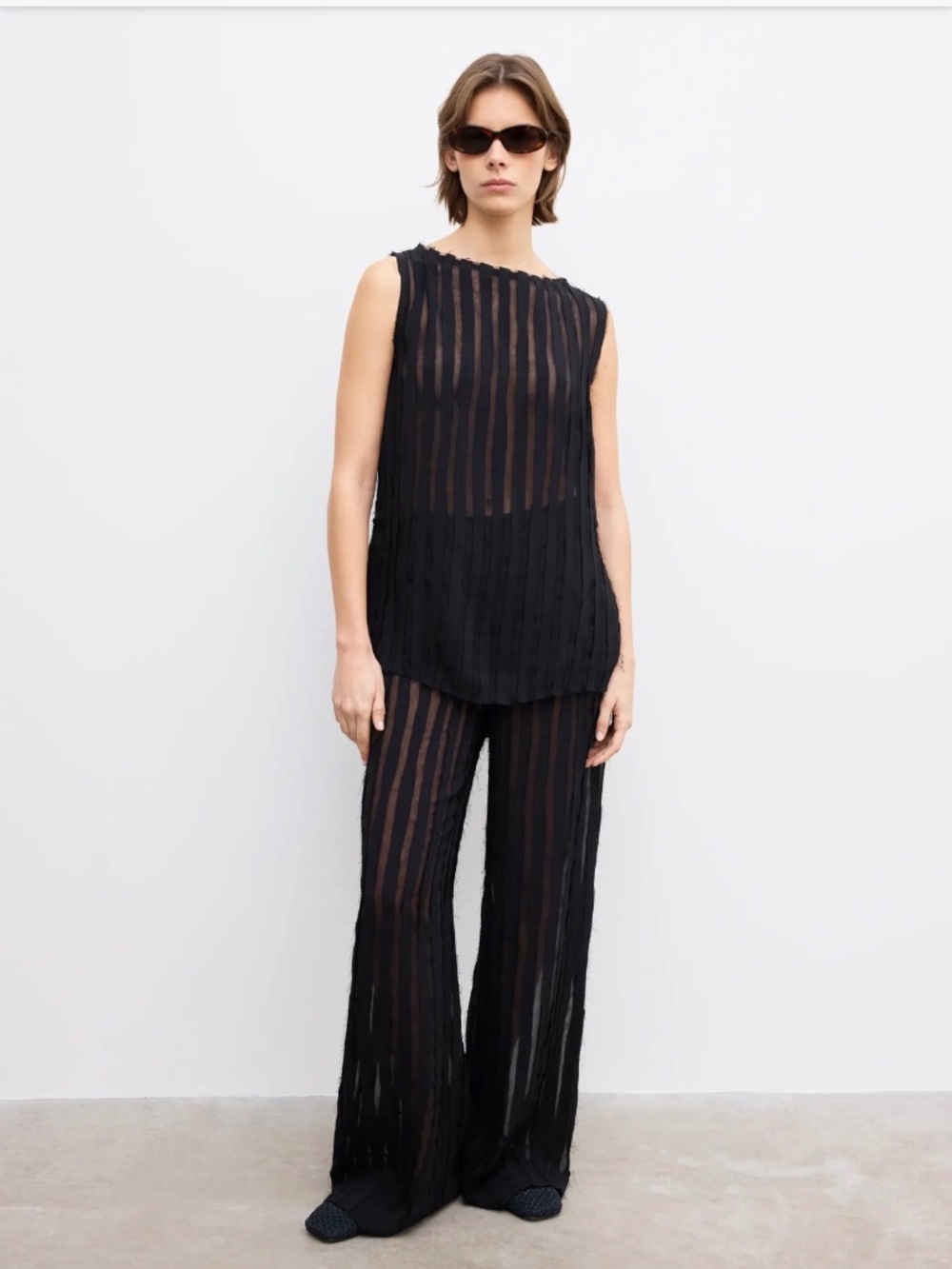 Dagmar black stripe sheer top